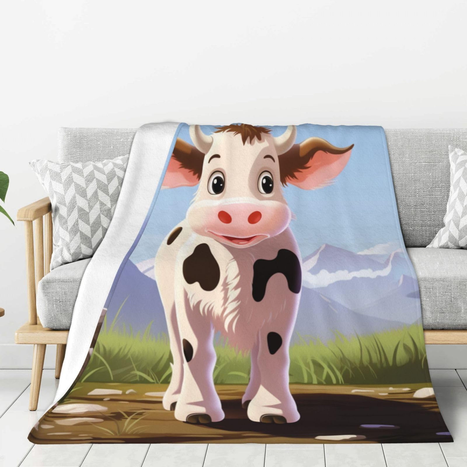 Cow Milk Throw Blanket Plush Flannel Fleece Blanket, Soft Lightweight Cozy Blankets 80"X60" for Bed Couch Sofa Travel
