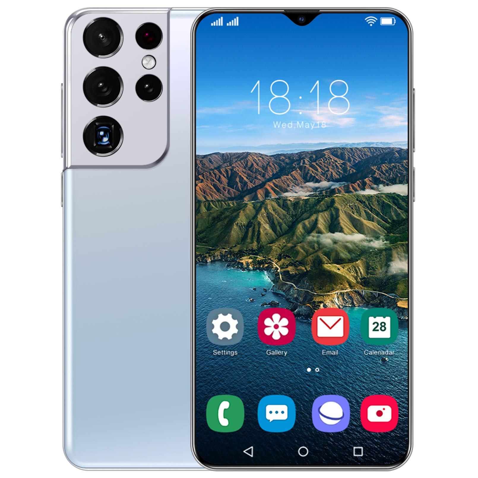 LSRRYD 5G Unlocked Android Cell Phone, Face ID Unlock Mobile Smartphone 6.7-inch Screen, Dual SIM, 6800mAh Big Battery (64GB),White