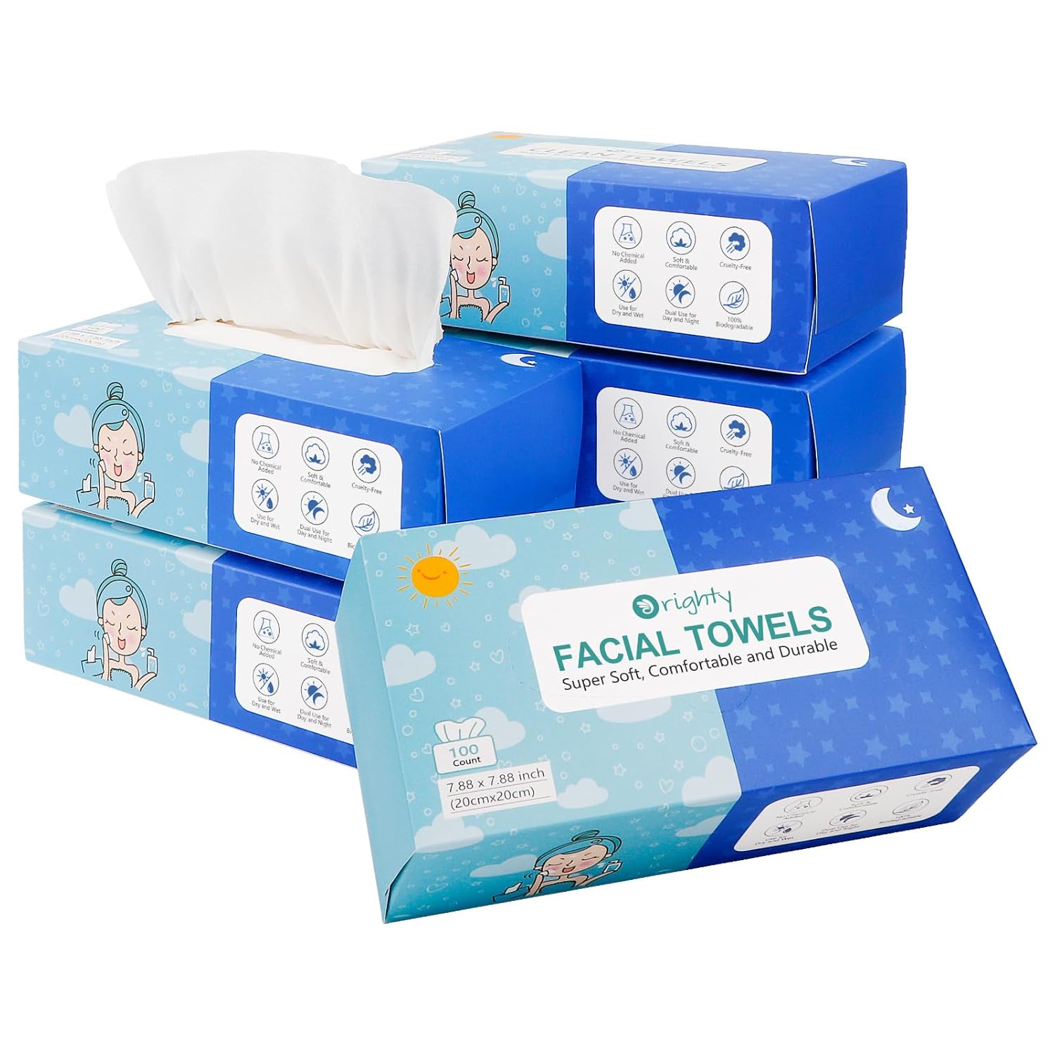Orighty Disposable Face Towel, Biodegradable Clean Facial