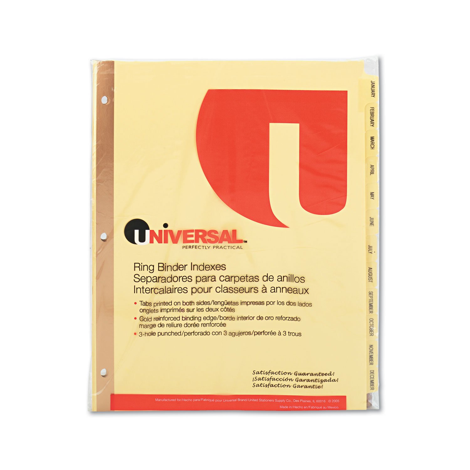Universal 20814 Preprinted Plastic-Coated Tab Dividers, 12 Month Tabs, Letter, Buff, 12/Set (UNV20814)