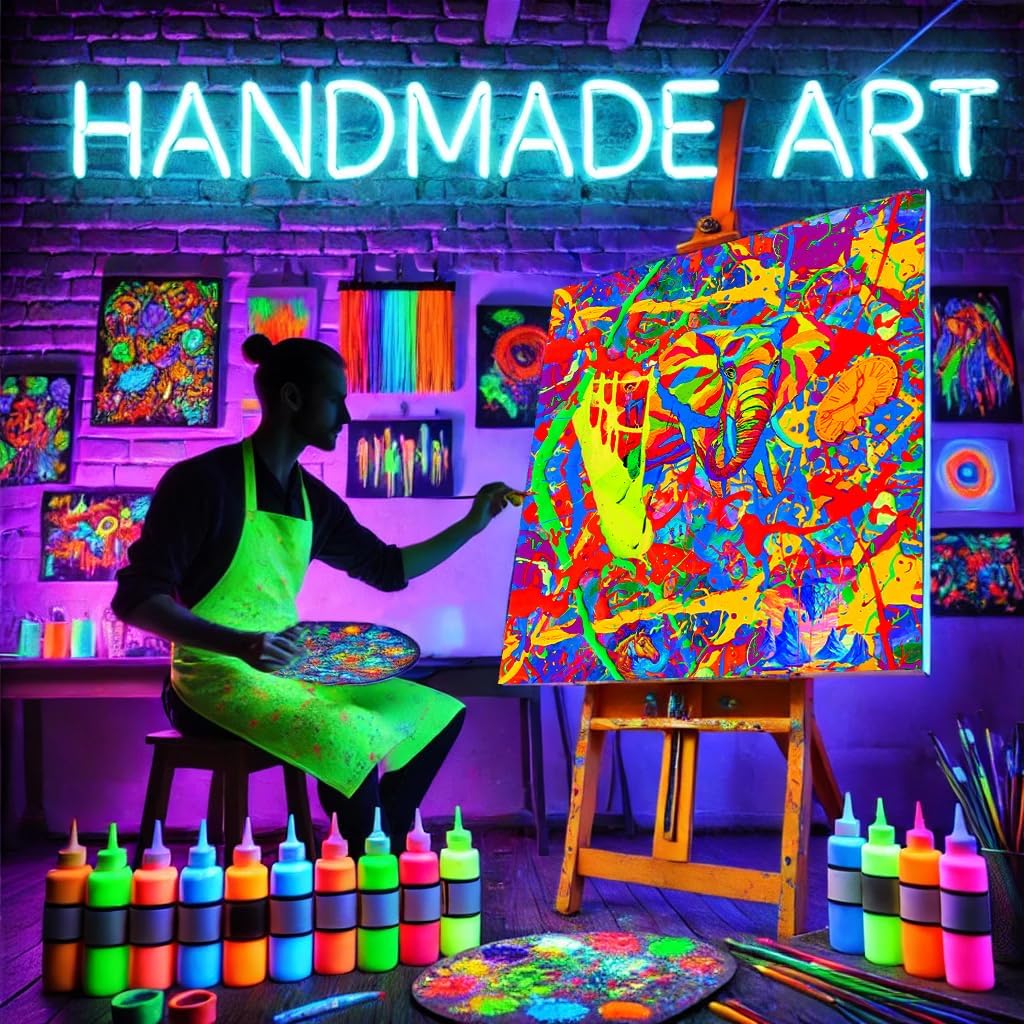 aofmoka 紫外 蛍光の 手作り アート ネオン ブラックライト 反応性 プリント Tシャツ