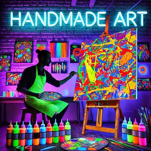 Miniatura 4 de aofmoka - Camiseta ultravioleta hecha a mano, reactiva a luz negra, con impresión decorativa