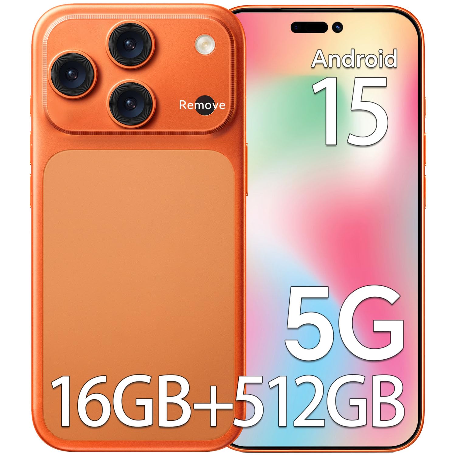 Unlocked Phones RA17 Ultra, 5G Android 15 Cell Phones, Snapdragon 888 Smartphones, 5000mAh Battery, 16GB RAM + 512GB Storage, 32MP + 104MP Camera, 6.9" 3040 x 1440 Display, Dual SIM, GPS, WiFi