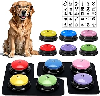 ESYELEC Dog Communication Buttons Set, 6 Pieces, 30 Seconds Voice Recording, Training Buzzers with Scene Stickers and Ant...