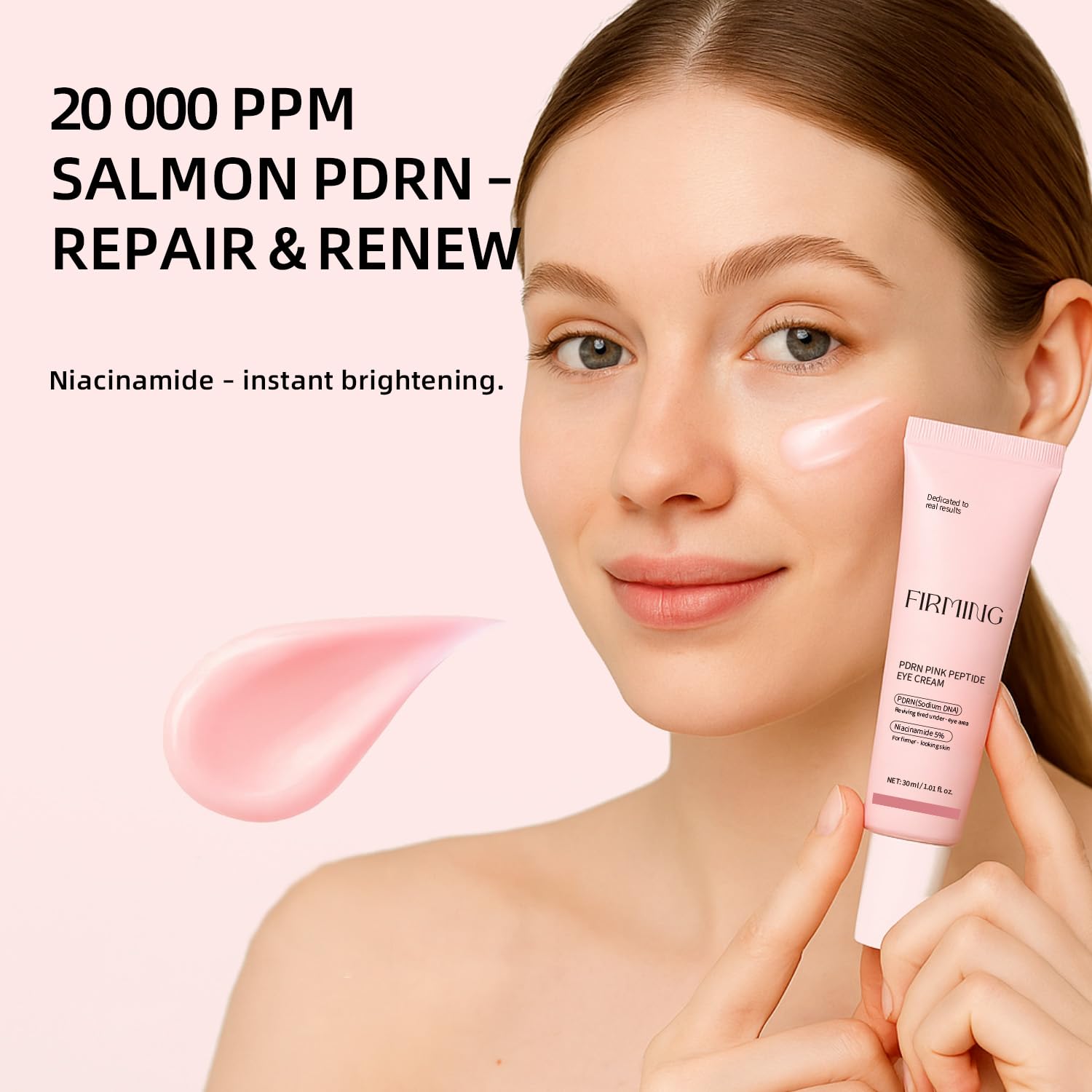 Mtmult Eye Cream Anti Aging Salmon DNA PDRN Pink Peptide Skin Care with 5% Niacinamide, Retinol, Peptides, Sodium Hyaluronate | Eye Treatment for Fine Lines, Dark Circles | 1.01fl.oz - Image 4