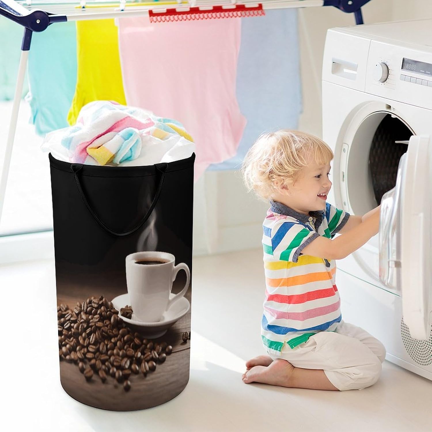 Dirty Clothes Basket Extra Large 110l Open Top Laundry Hamper With Portable Carry Handles, Foldable Waterproof Clothes Basket Spacious Laundry Bag For Bedroom Bathroom Laundry Room Dorm