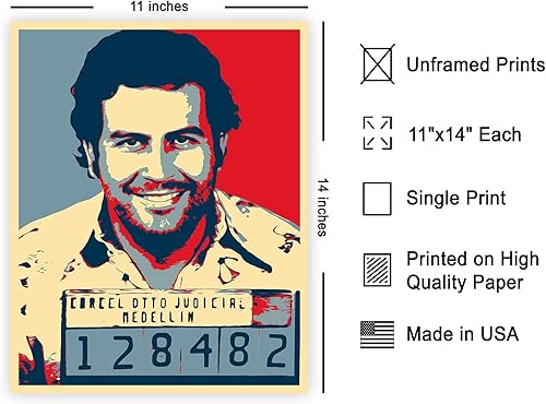 Miniatura 2 de Monem Art - Póster retro de Pablo Mugshot de Pablo Mugshot, arte del cartel de Medellín, regalo colorido de inauguración de la casa, gran decoración