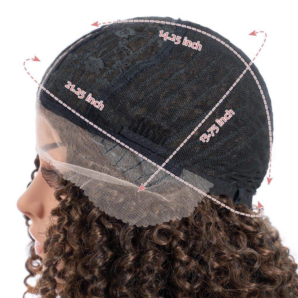 Style Icon 16 Inch Black Afro Jerry Curl Synthetic Wig Super Soft Fiber Lace Part Wig with Baby Hair Middle Part Lace Wig (16", TC1B/30)
