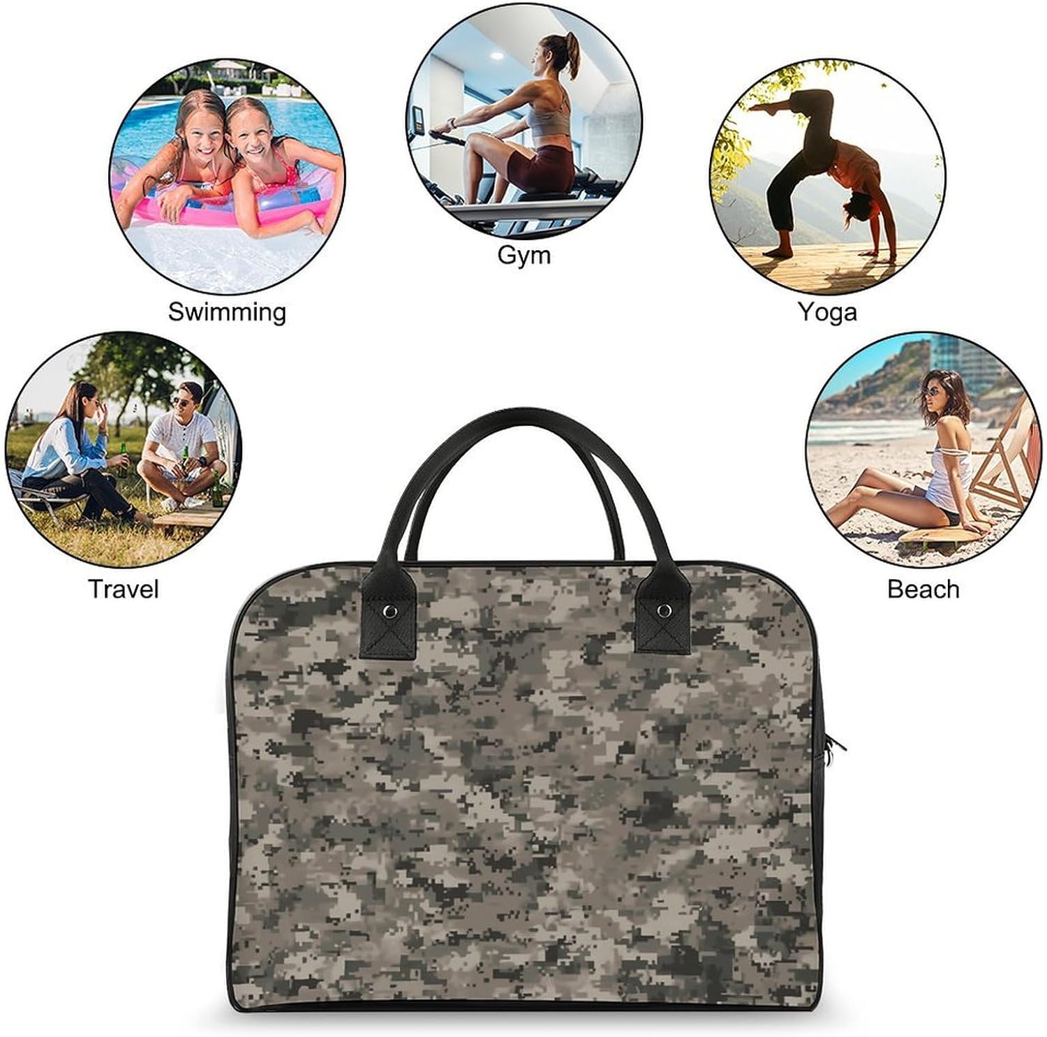 Army Digital Camouflage Tote Bag Laptop Bag Grocery Bags | Bag with Handle-Business Merch-Top 2 Zipper, Daily Essentials Shoulder Bag for women and men Fashion Carry on Bag