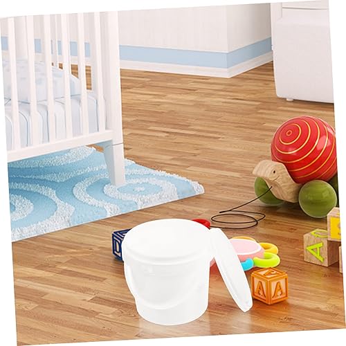 Miniatura 4 de Hemoton Cubo de almacenamiento portátil para tinas de plástico, contenedor con tapa, cubos de hielo de plástico, cubo blanco con tapa, cubetas de