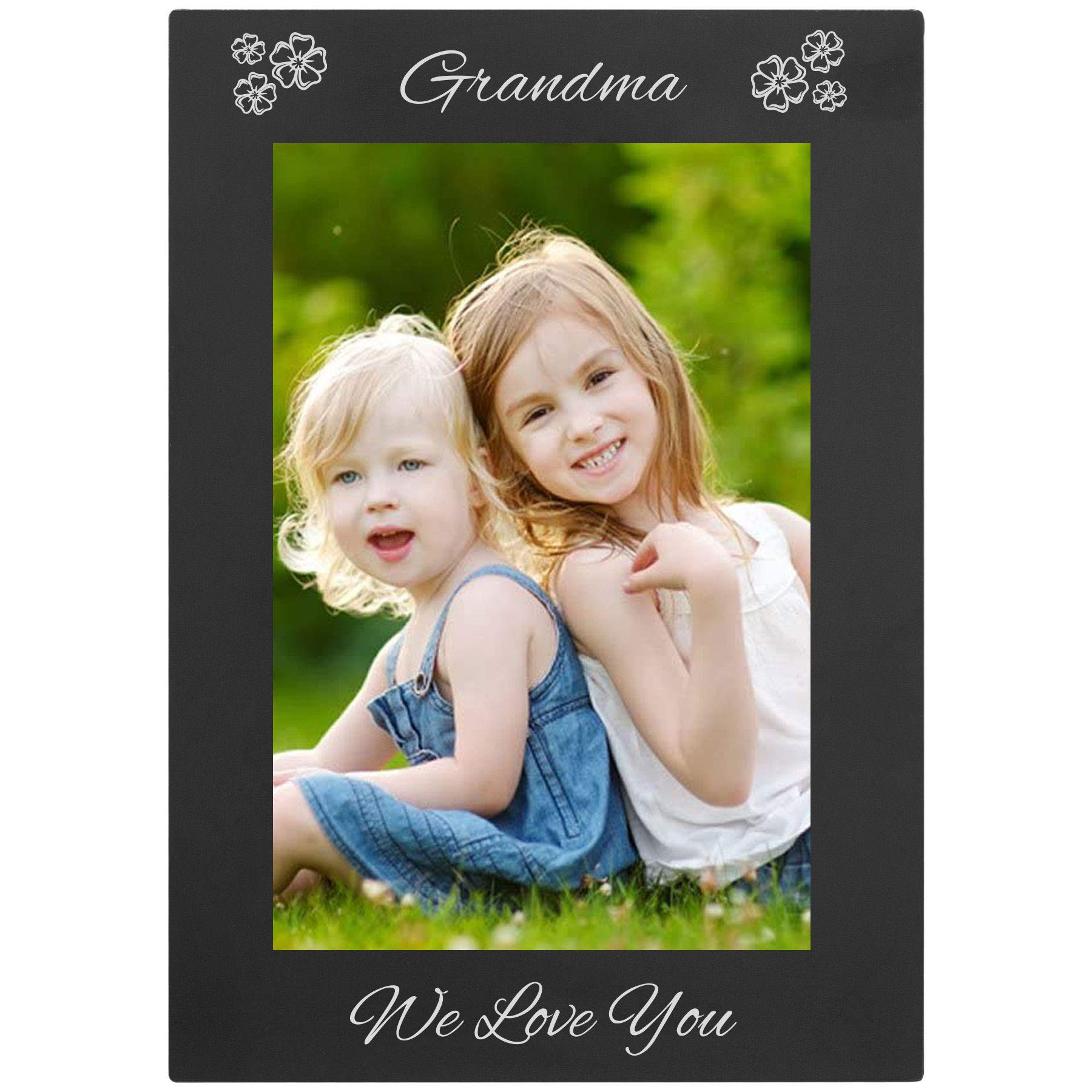 CustomGiftsNow Grandma - We Love You Engraved Anodized Aluminum Hanging/Tabletop Group Family Photo Picture Frame