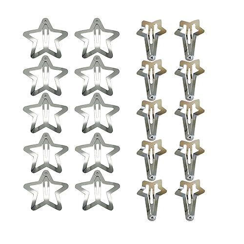 20 piezas de accesorios para el cabello de 1.2 pulgadas para mujeres y niñas, pasadores de estrella plateada, clips de estilo Y2K para festivales y