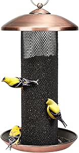 Kingsyard Metal Mesh Tube Bird Feeders for Outdoor Hanging, Finch Bird Feeder for Nyjer/Thistle Seed, 2.5 lbs Large Capacity (Antique Copper) asin的图片