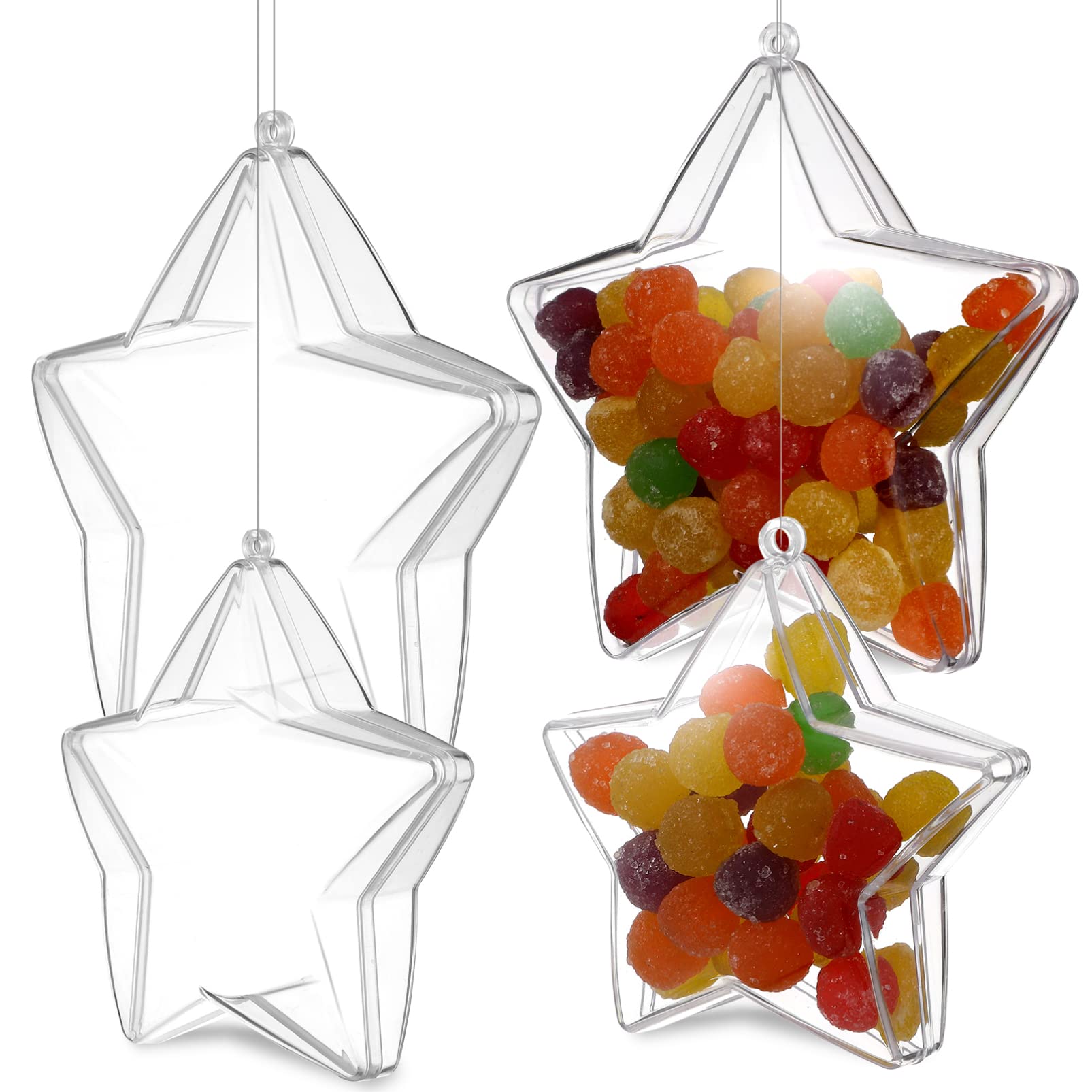 Ornamento a Forma di Stella Riempibile in Plastica 20 Pezzi