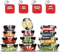 Vista 7 de EATEX 48pc Glass Storage Containers with Lids, 24 Set Glass Food Storage Containers with 24 Airtight Lids, Pantry Kitchen Meal Prep Containers for