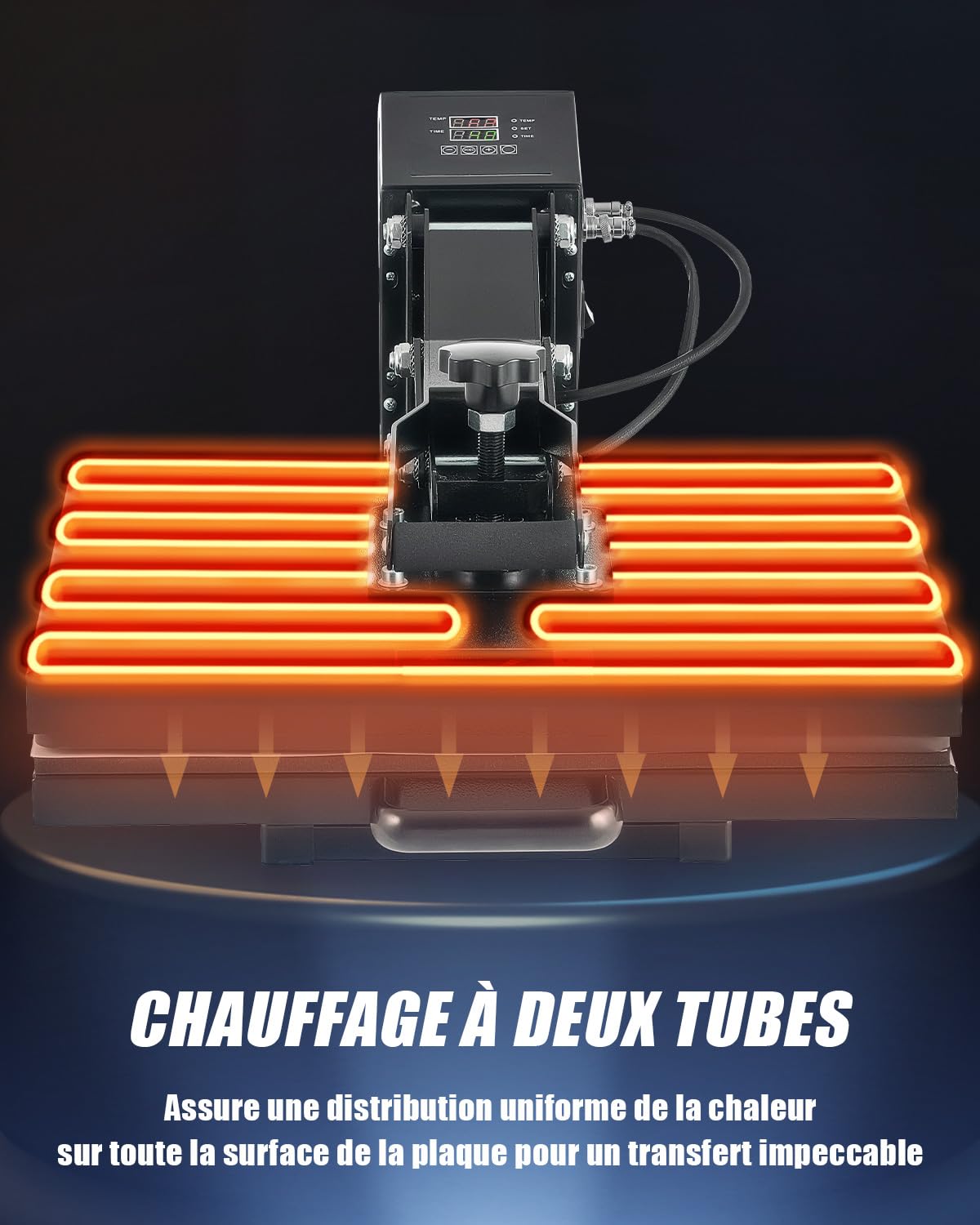 CREWORKS 40x50 CM Presse à Chaud pour T-Shirt 2000W Machine de Presse de la Chaleur Sublimation Transfert de Textile Polyvalente