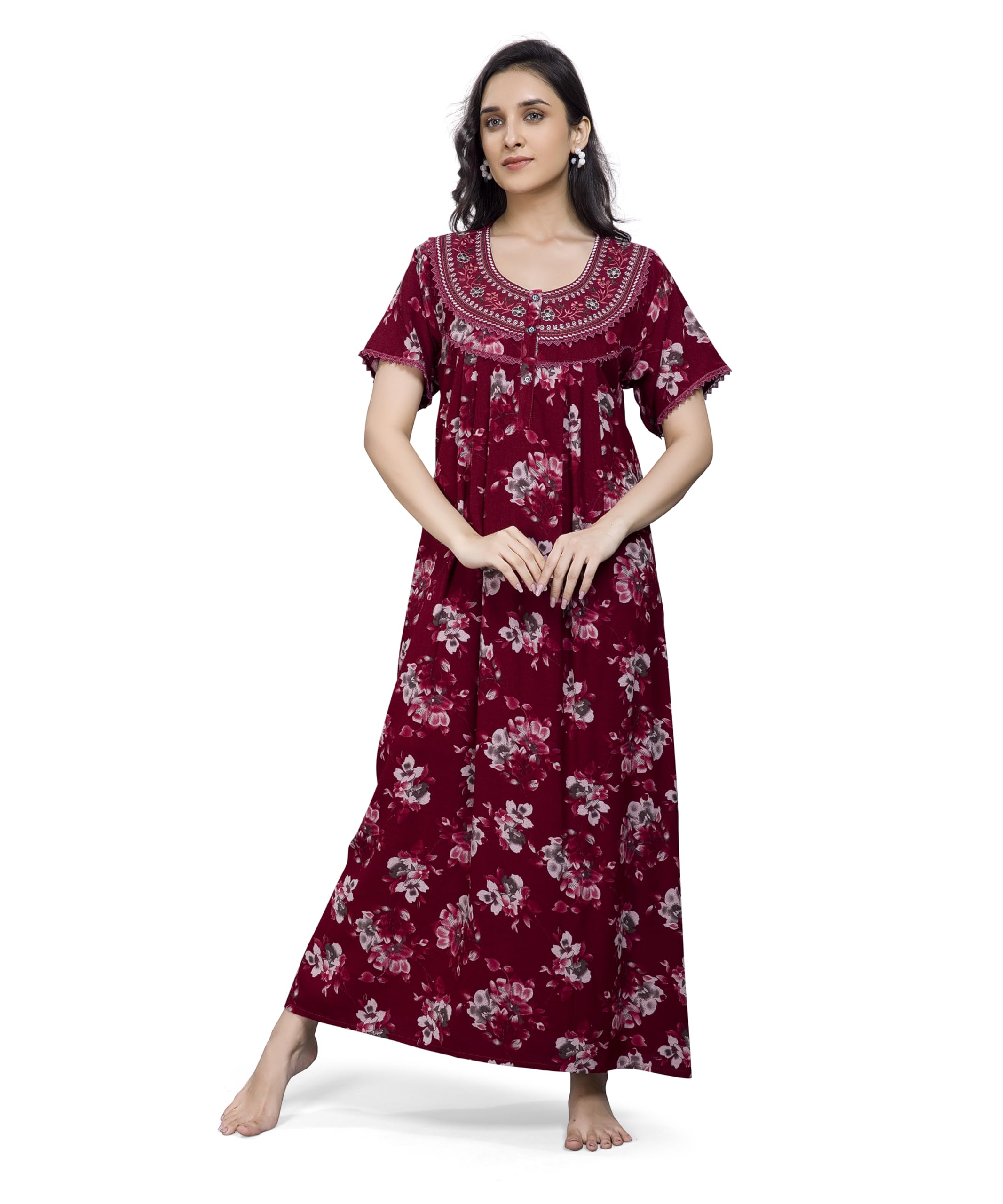 Nighty| Nighty for Women| Alpine Nighty for Women| Nighty for Women Stylish| Maxi Nighty for Women| Nighty for Women Cotton| Night Gown for Women Cotton| Women Nighty| Alpine Fabric|-image-5