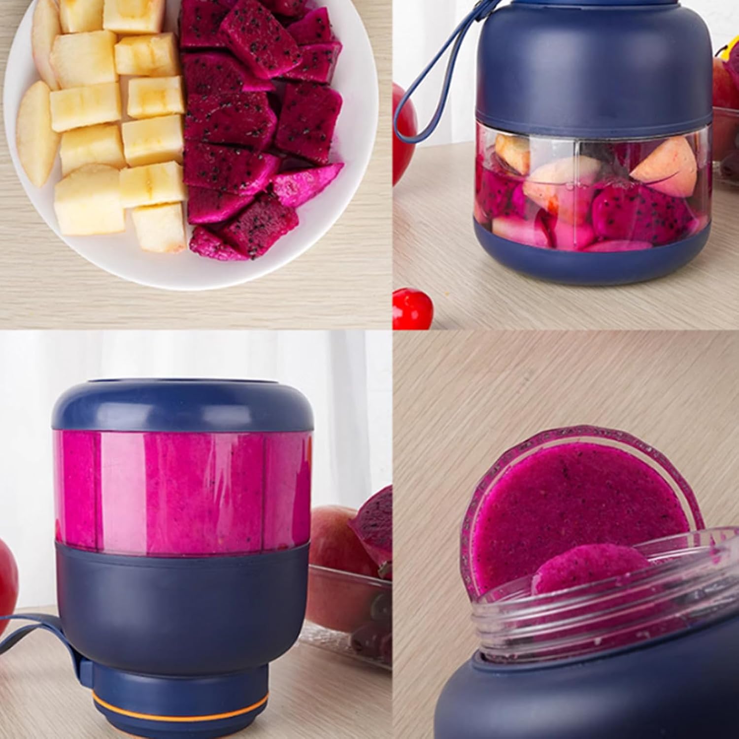 Portable Blending Cup for Shakes Rechargeable 800ml Large Capacity Juicer Cup Portable Juicer for Kitchen