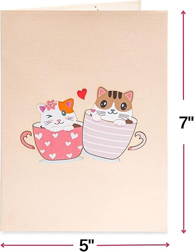 Miniatura 5 de Paper Love Tarjeta desplegable 3D, tarjetas emergentes de taza de gato de amor, para el día de la madre, aniversario, boda, compromiso, todas las