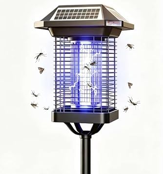 Solar Bug Zapper Outdoor, Waterproof Upgrad 5 Solar Panels Mosquito Zapper