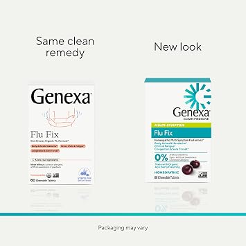 Genexa Flu Fix, Drug Free & Made Clean, 180 Chewable Tablets, Kids & Adults