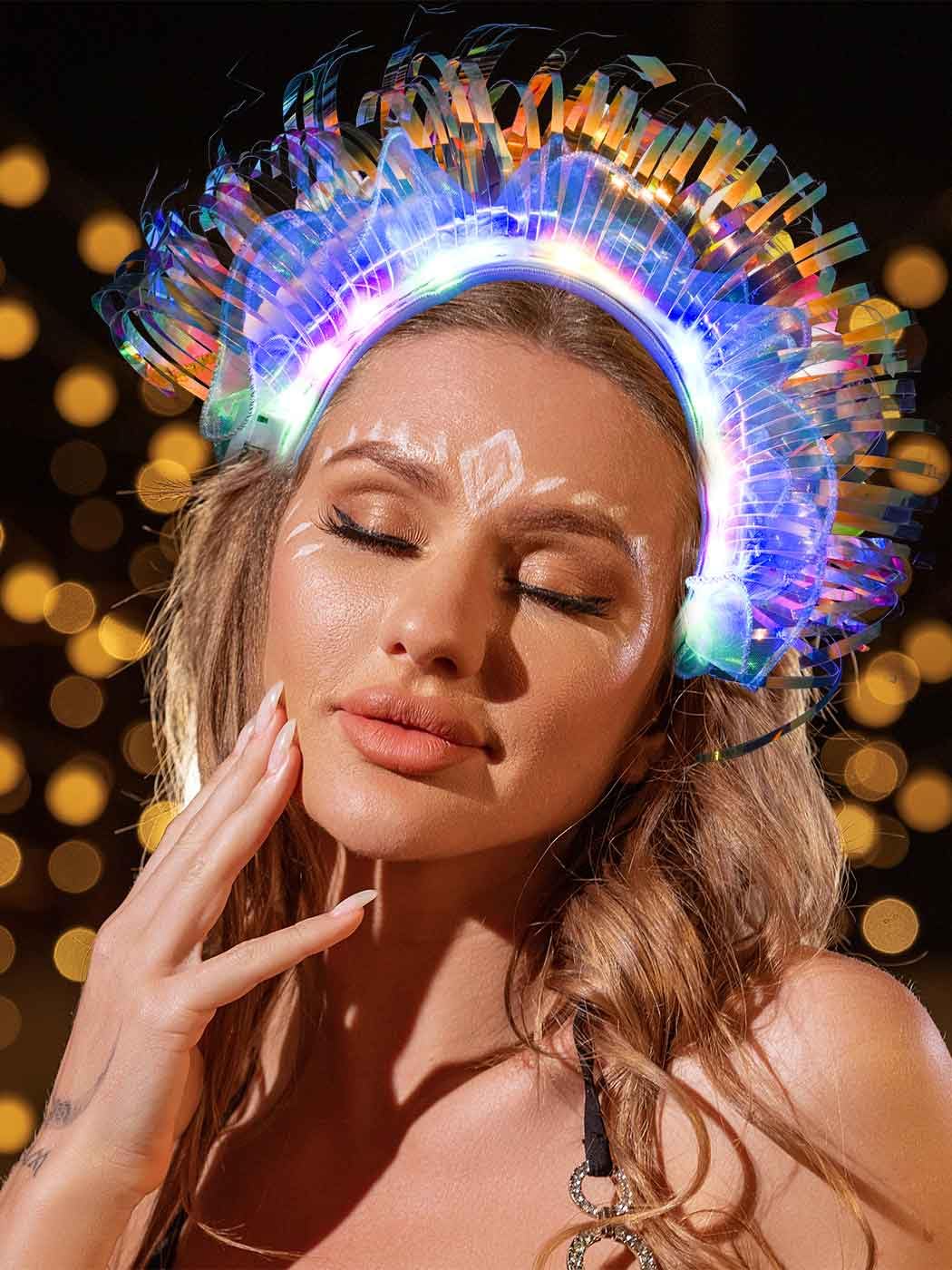 GORTIN Light up Headband Led Headbands Glowing Hair Hoop Headpiece Rave Party Costume Headwear Hair Accessories for Women and Girls