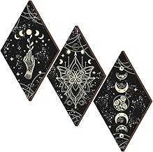 3 Pieces Rustic Boho Wall Decor Moon Phases Wall Art Stars and Moon Wall Decor Minimalist Boho Room Decor Wooden Moon Phase Wall Hanging Farmhouse Moon Wall Sign for Home Bedroom, 6.7 x 11.8 Inches