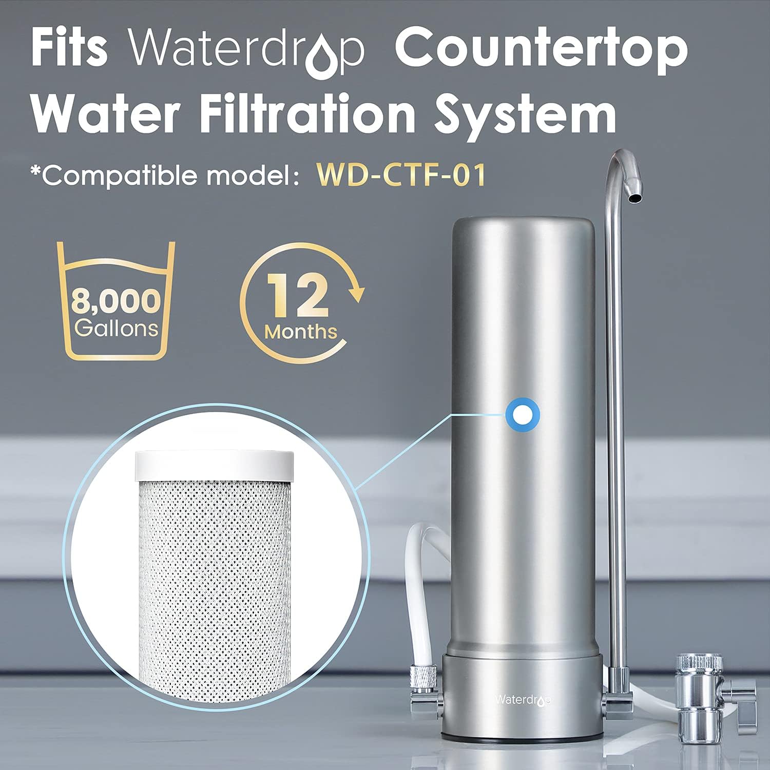 Waterdrop WD-CFF-01 Replacement Filter, Countertop Water Filter, Longer Filter Life, 5-stage Water Filter, Reduces Heavy Metals, Bad Taste and Up to 99% of Chlorine, 1 Pack : Tools & Home Improvement