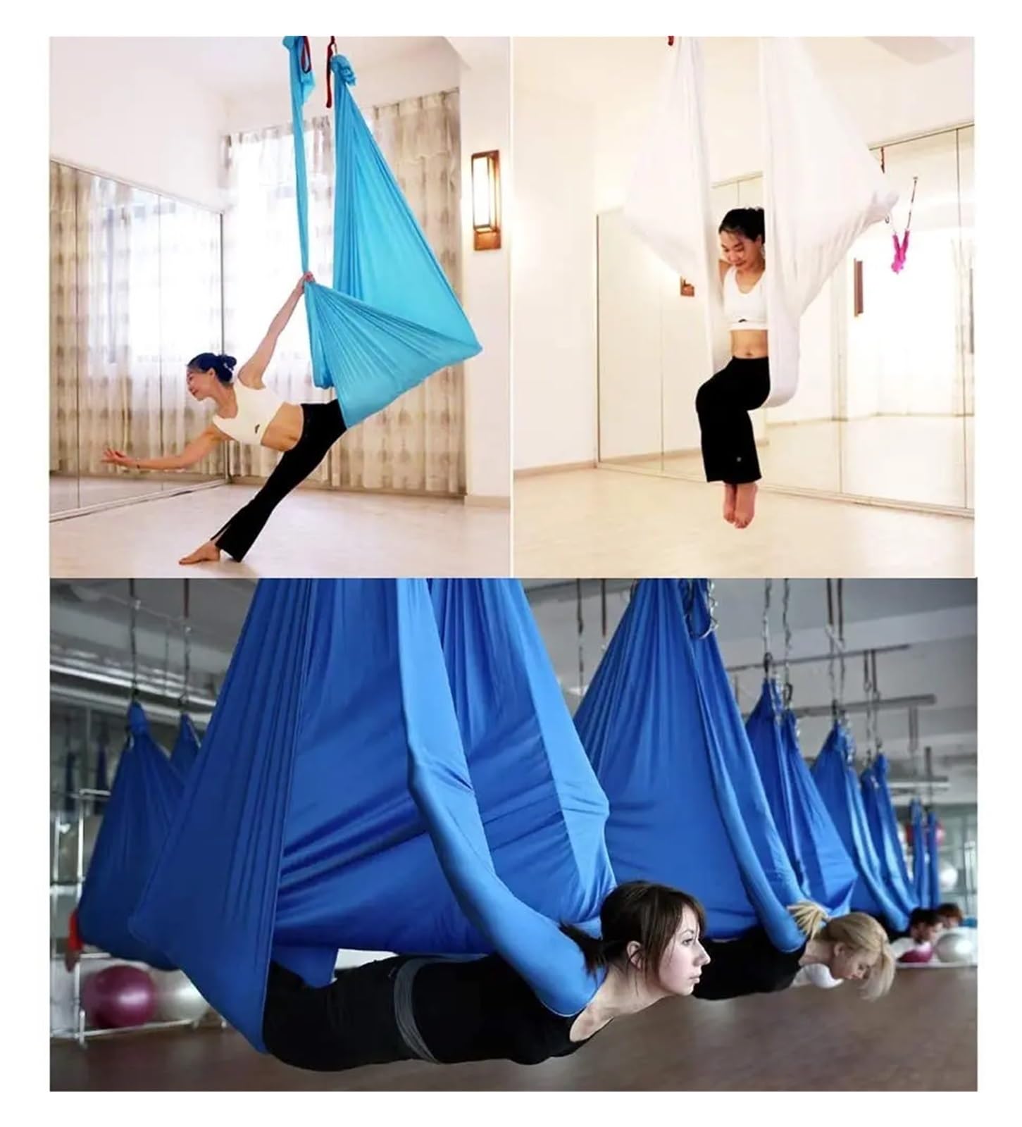 Columpio Yoga Aereo Hamaca aérea for Yoga de 5,5 Yardas, Columpio for Fitness y Yoga, inversión de Yoga antigravedad, flexibilidad Mejorada, Fuerza Central