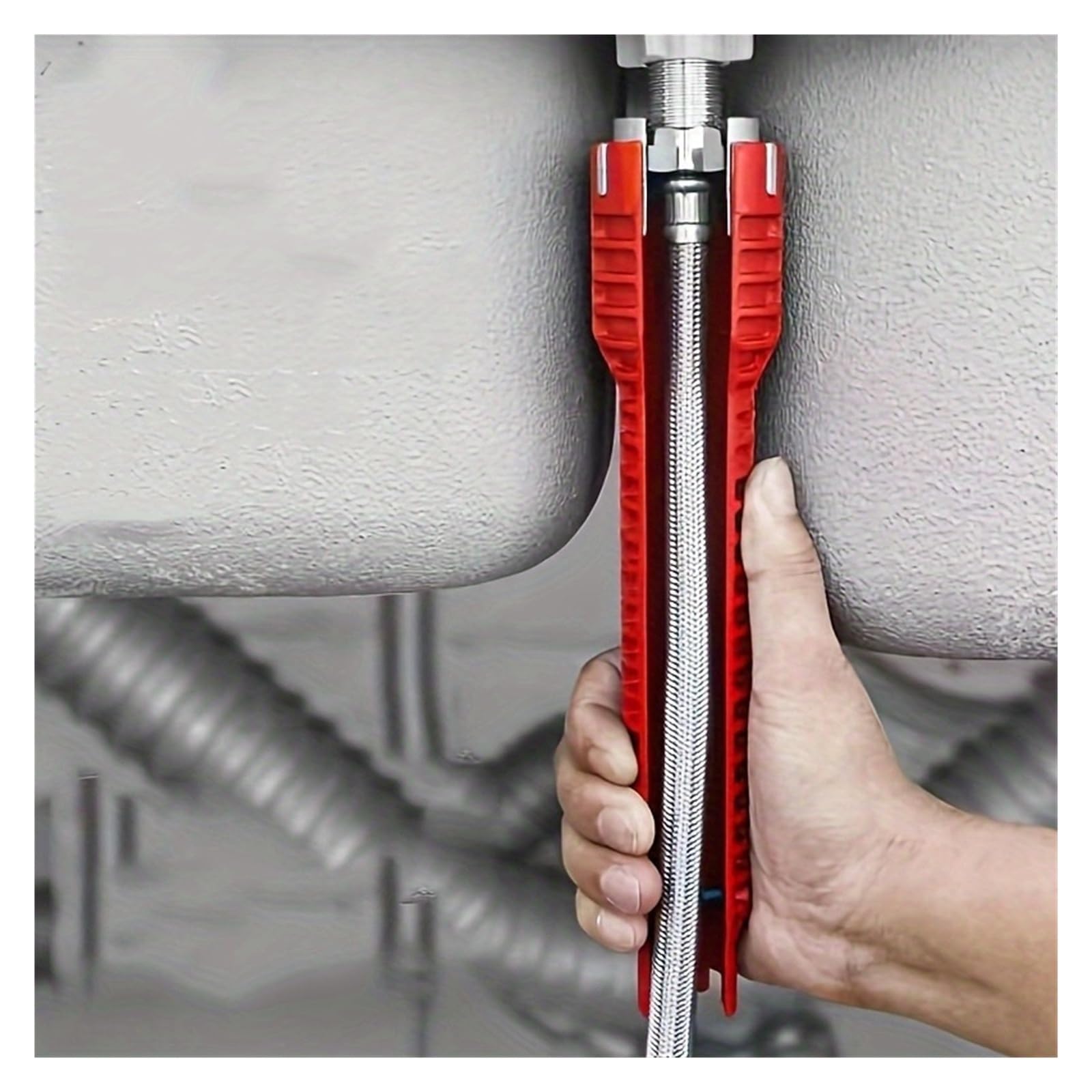 Llave de fregadero 8 en 1, herramienta de fontanería, mango impermeable, llave inglesa