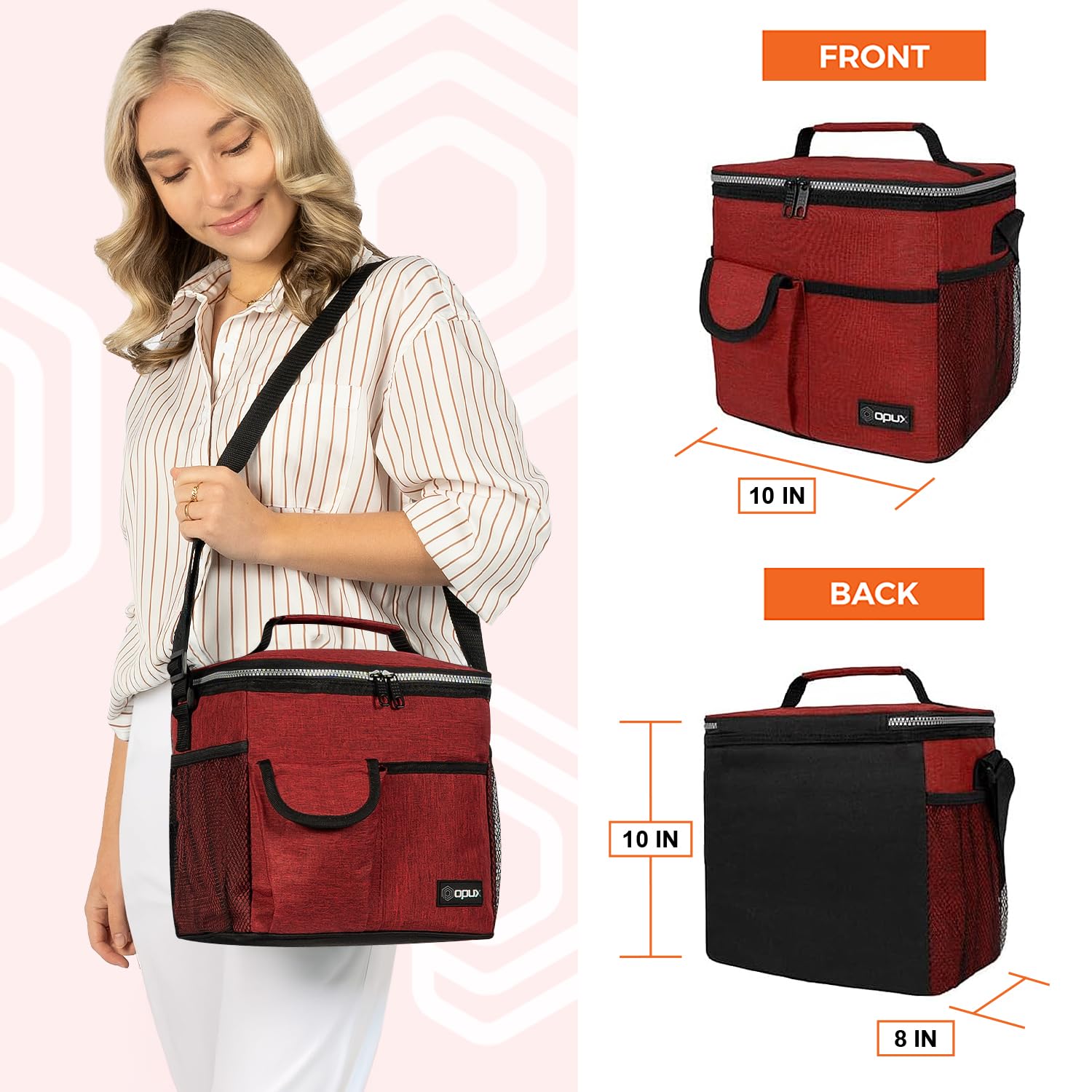 opux 断熱ランチバッグ 男女兼用 漏れ防止 保温ランチボックス 仕事