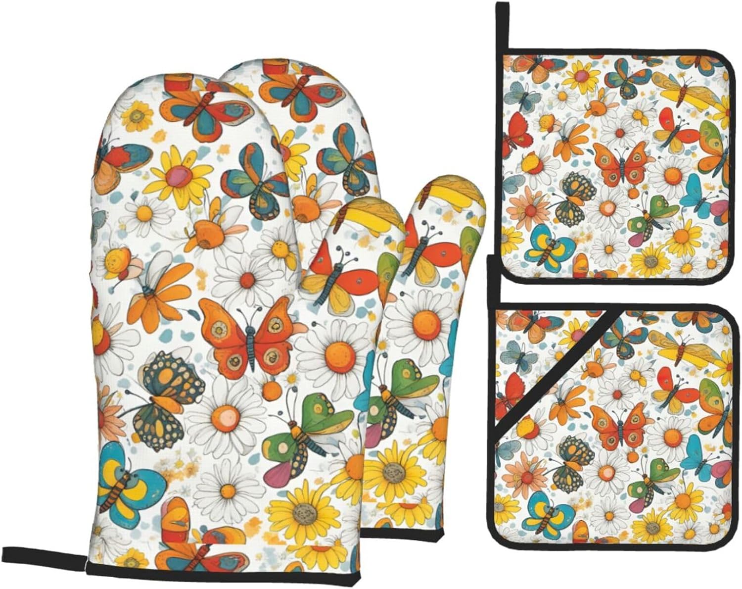 Butterfly Daisy Kitchen baking four piece set, fit for cooking and baking, oven, microwave, and outdoor barbecue