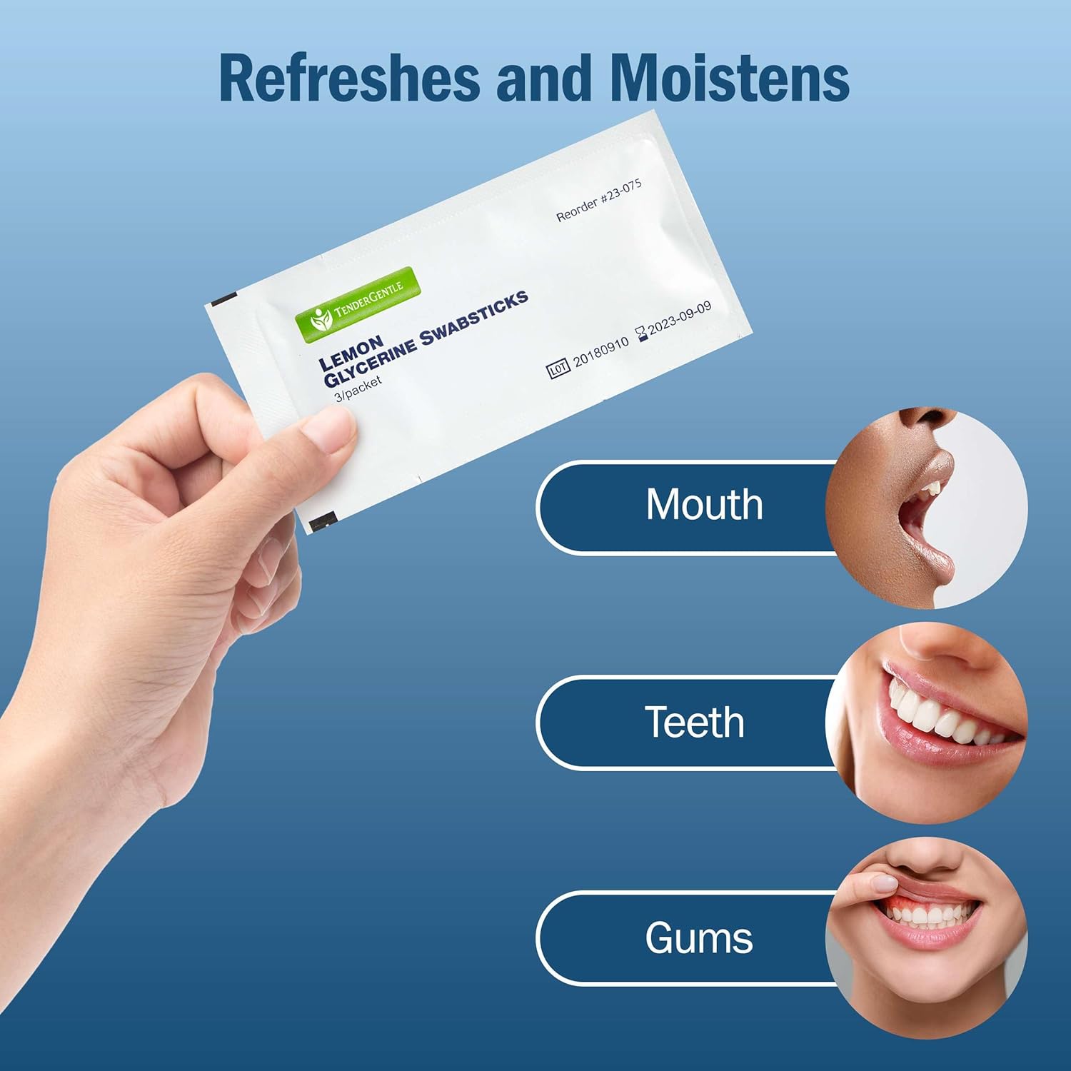 Lemon Mouth Swabs for Hospice Patients - 5 Pack of 375 Lemon Glycerin Oral Swabs for the Elderly - Refreshes and Moistens the Mouth, Teeth, and Gums