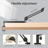 TONOR T40LP mikrofon boom kar, low profile állvány, fel le állítható, teljesen állítható, 37 cm plusz 37 cm, fekete, játék podcast felvétel 6