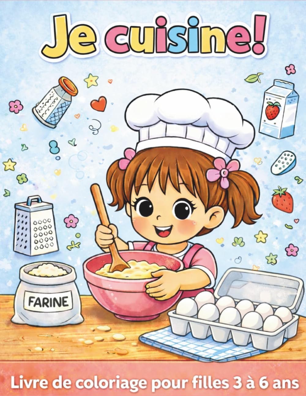 Je cuisine ! Livre de coloriage cuisine pour filles de 3 à 6 ans: Cuisine, pâtisserie, jardinage et activités autour de la nourriture