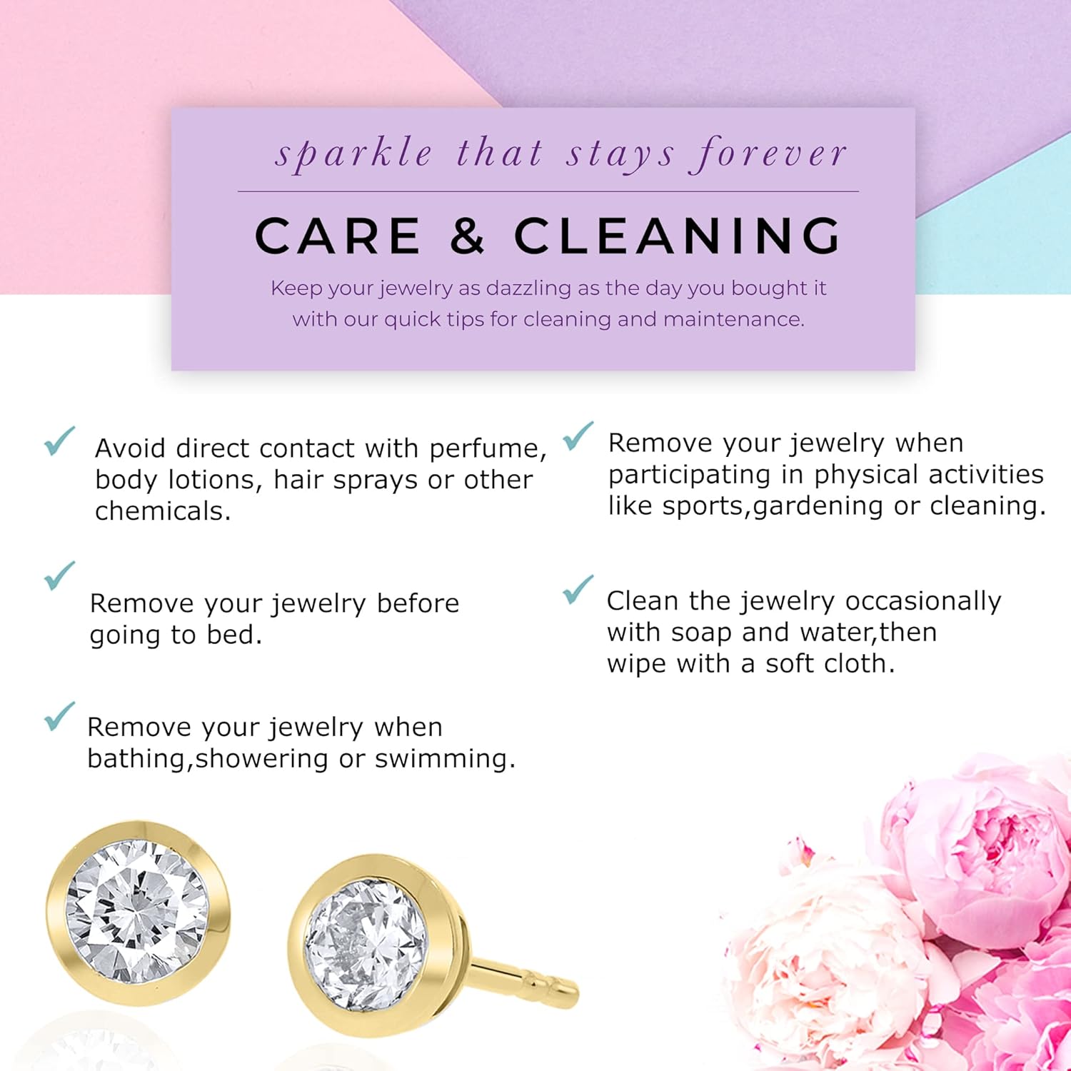 Bezel Set Diamond Stud Earrings for Women | 1/6-5 Carat Lab Grown Studs | 14K White and Yellow Gold | Certified by Gemologists | GH Color and VS-SI Clarity | Secure & Comfortable Pushback Posts