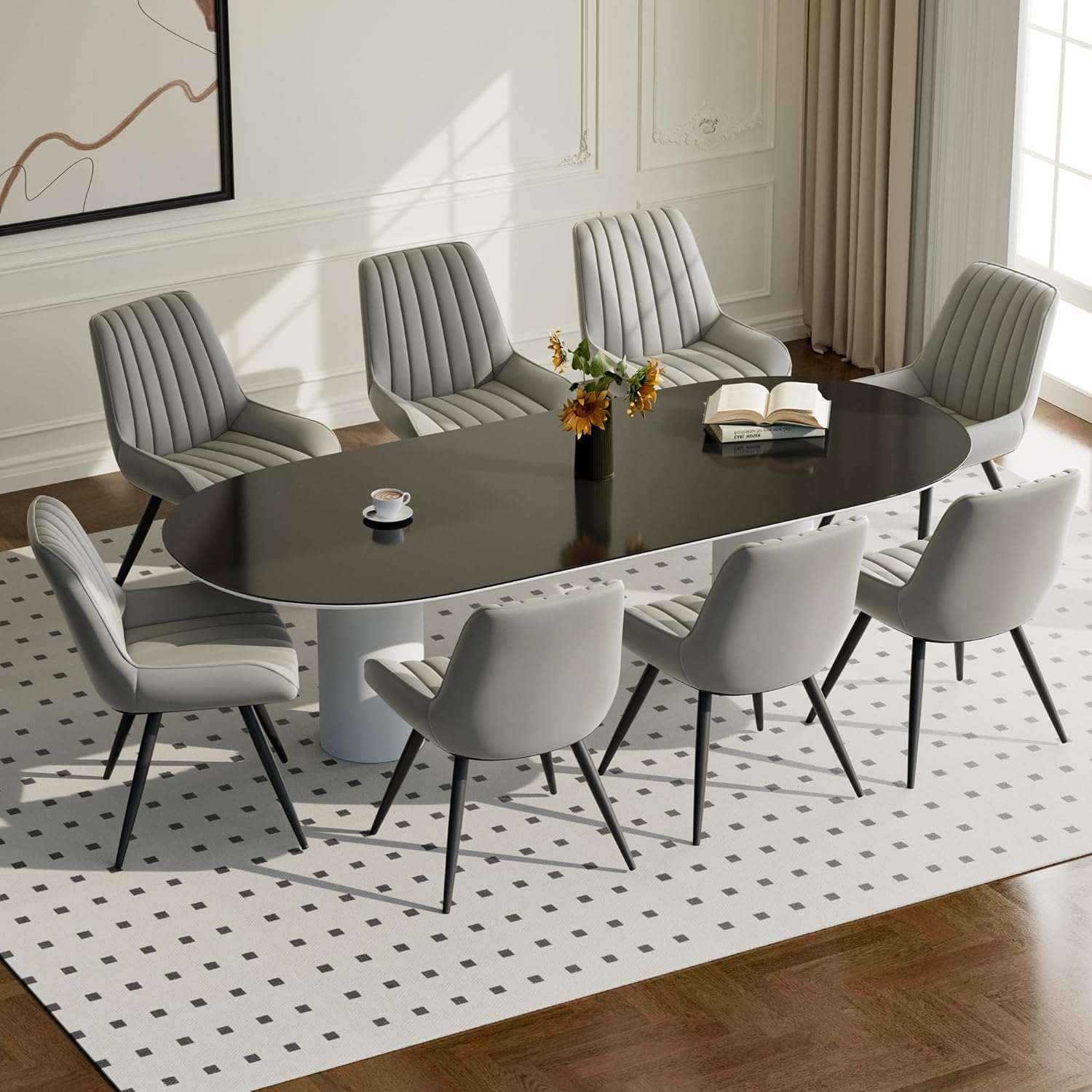Hawthyhome Esszimmerstühle | Polsterstühle mit 10 cm Sitzkissen • künstlich Stoff Dining Chairs • Küchenstuhl mit Rückenlehne • Moderne Sessel