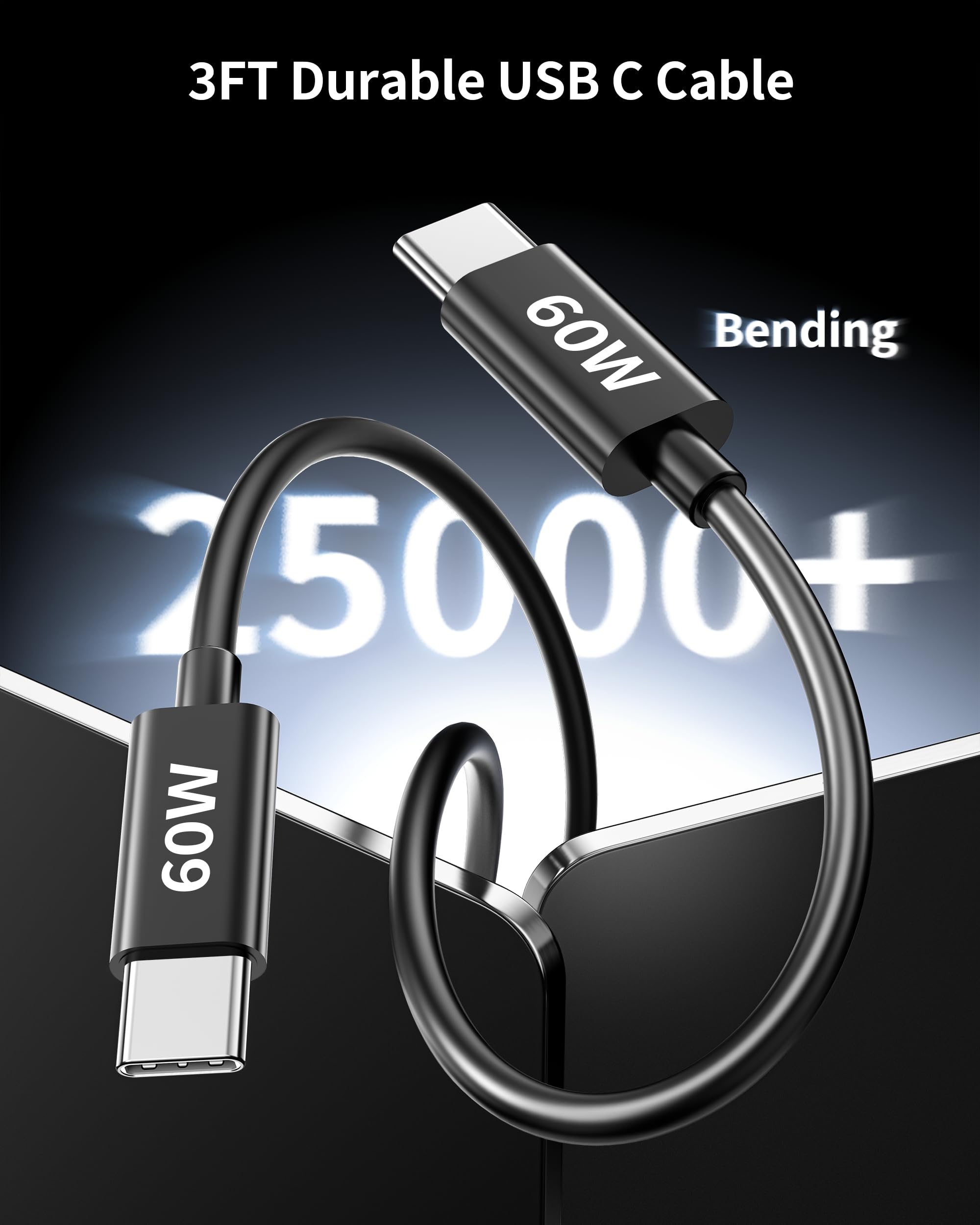 Cargador de coche de 3 puertos para iPhone 16/16e/15 Pro Max Plus, cargador de coche USB-C USB-A de carga rápida de 53 W y cable USB C a C para iPhone 15/16e/16, iPad, Galaxy, accesorios Android