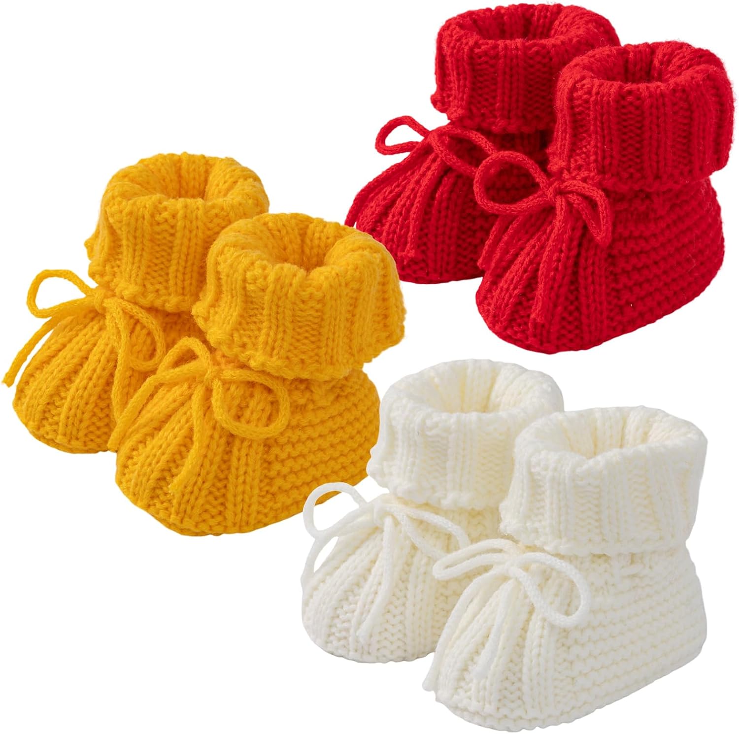 Baby Booties Newborn Soft Knit Sock Shoes for 0-6 Months Infant Girl Boy First Walking 3 Packs