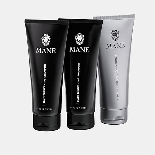 Mane Champú de biotina espesante para el crecimiento del cabello, hombres y mujeres, apoya el cabello fino y adelgazante, reduce la pérdida y
