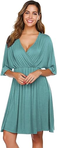 Vista 4 de Ekouaer Vestido de maternidad 3 en 1 para maternidad, trabajo de parto y lactancia, camisón de enfermería, ropa de dormir para lactancia, tallas S a