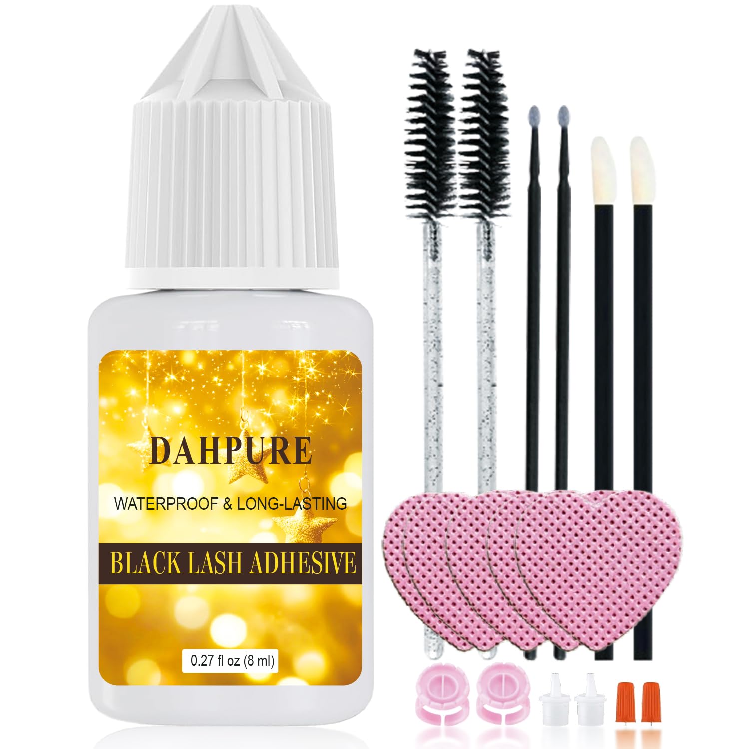 Waterproof Lash Cluster Glue for DIY Lash Extension Glue Strong Hold 2-3 Weeks for Professional No Irritation Black 5ml
