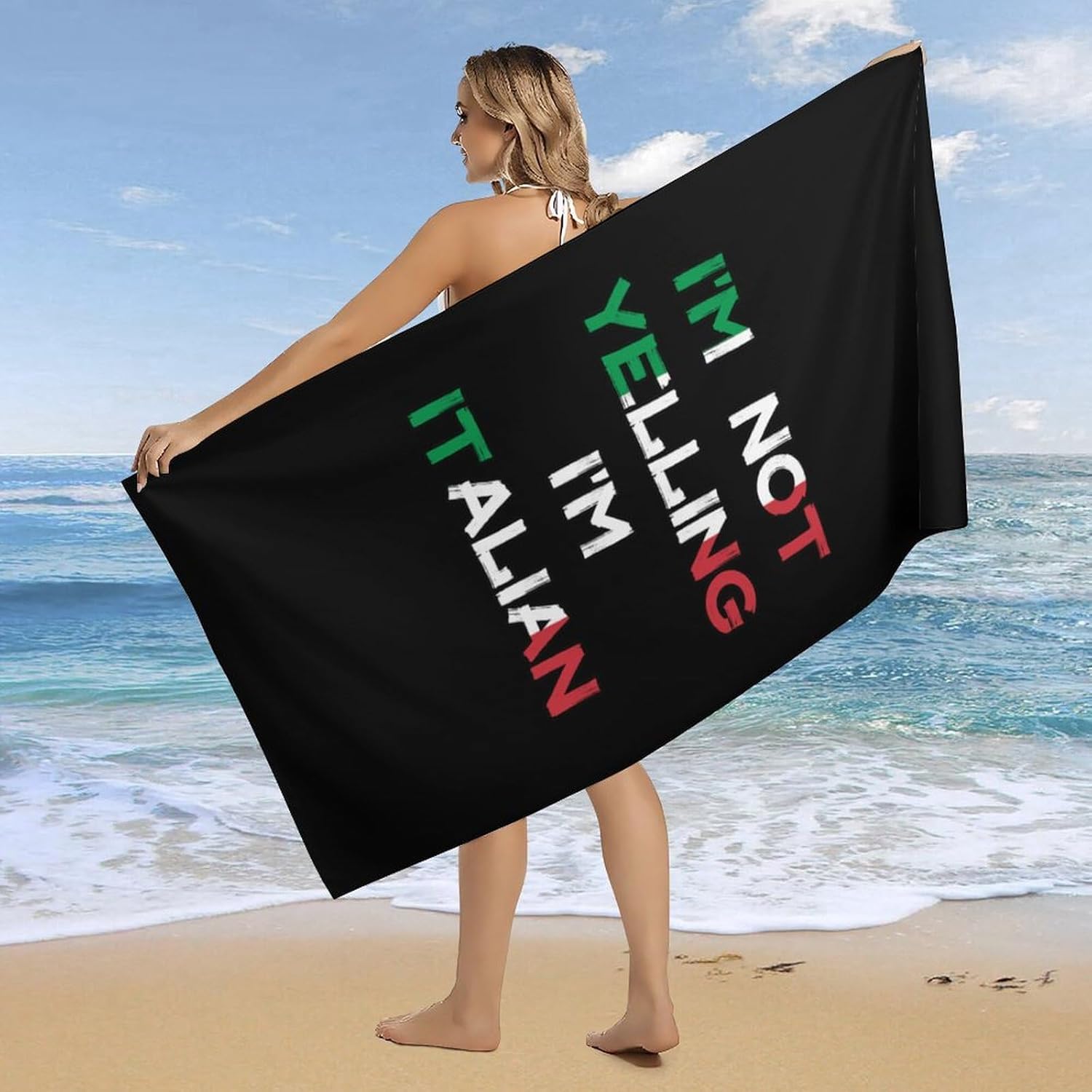 I'm Not Yelling I'm Italian Beach Towels Oversized Jumbo Large Yoga Bath Towel for Pool Yoga Swim Body 160x80cm
