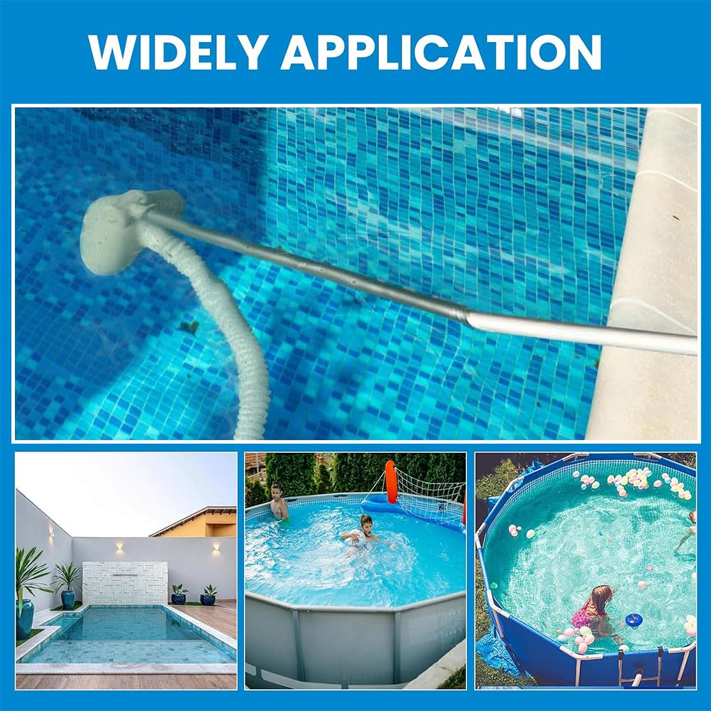 Pool Sauger Boden, Pool Staubsauger mit 3.1m Schlauch, Poolsauger mit Teleskopstange, Umlaufwasserauslass Nutzender Pool Bodensauger, Pool Sauger Bürste Starker Saugleistung, Pool Bodenreiniger
