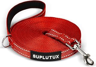 Schleppleine für Hunde, Laufleine für Hunde mit Reflektorstreifen, 360° Drehbarer Karabinerhaken, Leicht & Langlebig, Ideal für Rückruf und Gehorsamkeitstraining (Rot, 3m/10ft)