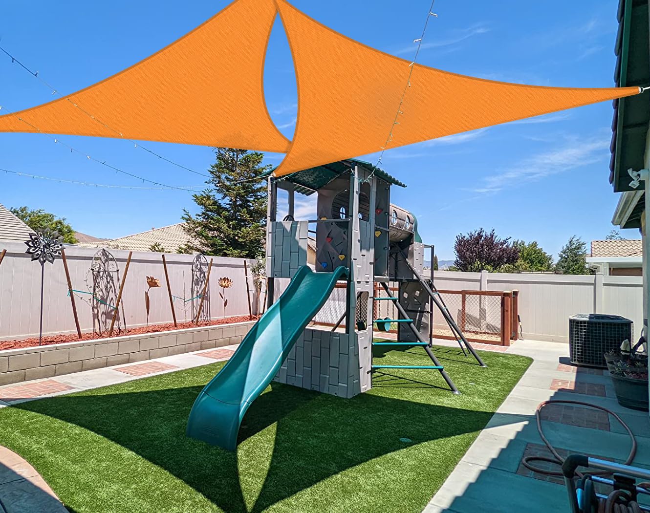 Coarbor 20'x20'x20' Sun Shade Sail Triangle Heavy Duty Fabric Cloth Screen for Patio Garden Yard Deck Pergola Canopy Water Permeable & UV Resistant (