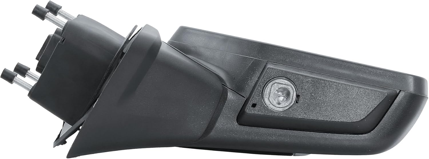 Replacement Passenger Right Side Door Mirror Texture Primer and Chrome Cover Power Heated Glass Manual Fold with Auxiliary Light Puddle Light and BLIS Temperature Sensor For 19 to 24 GMC Sierra 1500