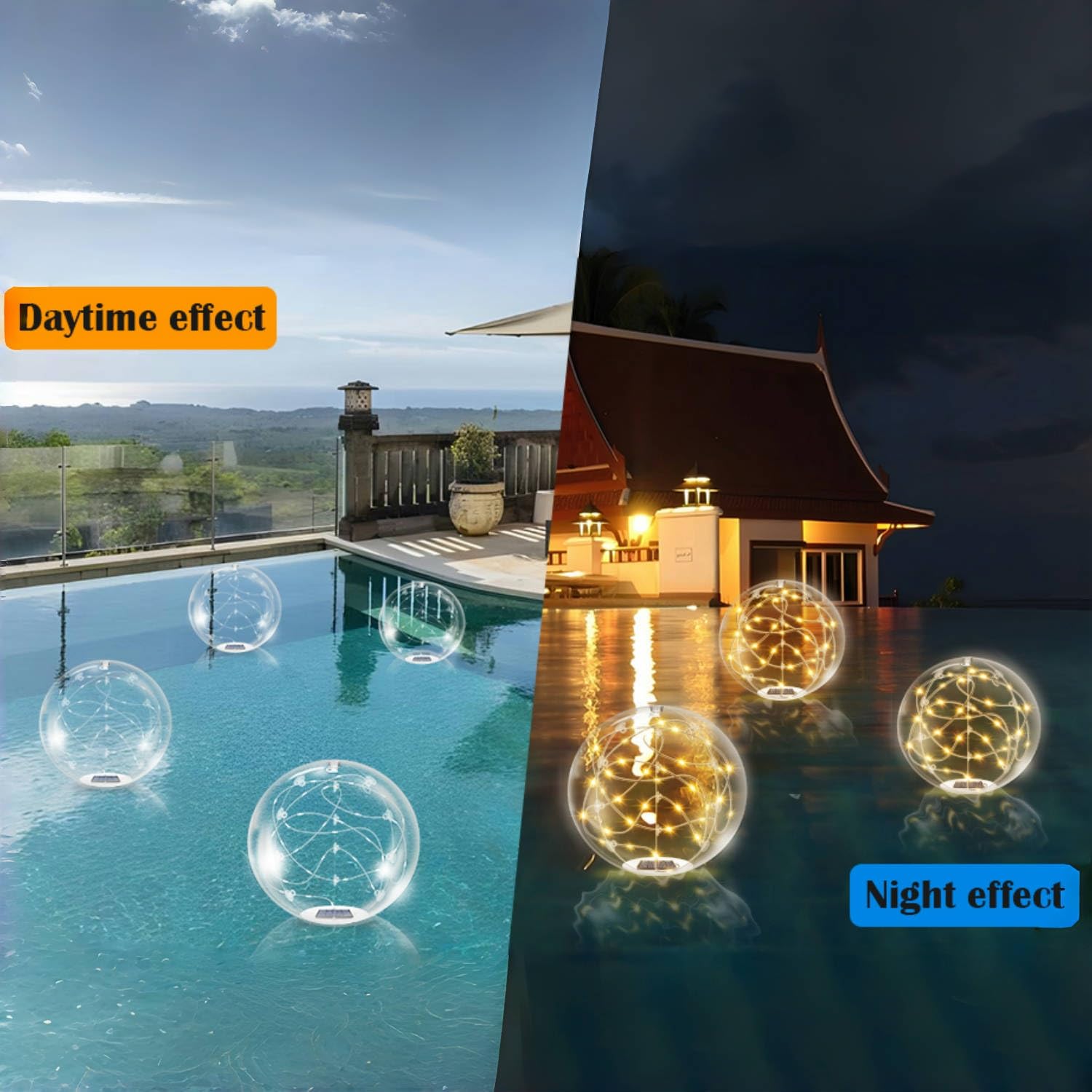 2pcs Lampes Flottantes pour Piscine Solaires, Boules Lumineuses Gonflables (35 cm) Accrochables, Lampes Flottantes pour Piscine avec Télécommande, Lumière Flottante étanche IP68 (Couleur chaude)