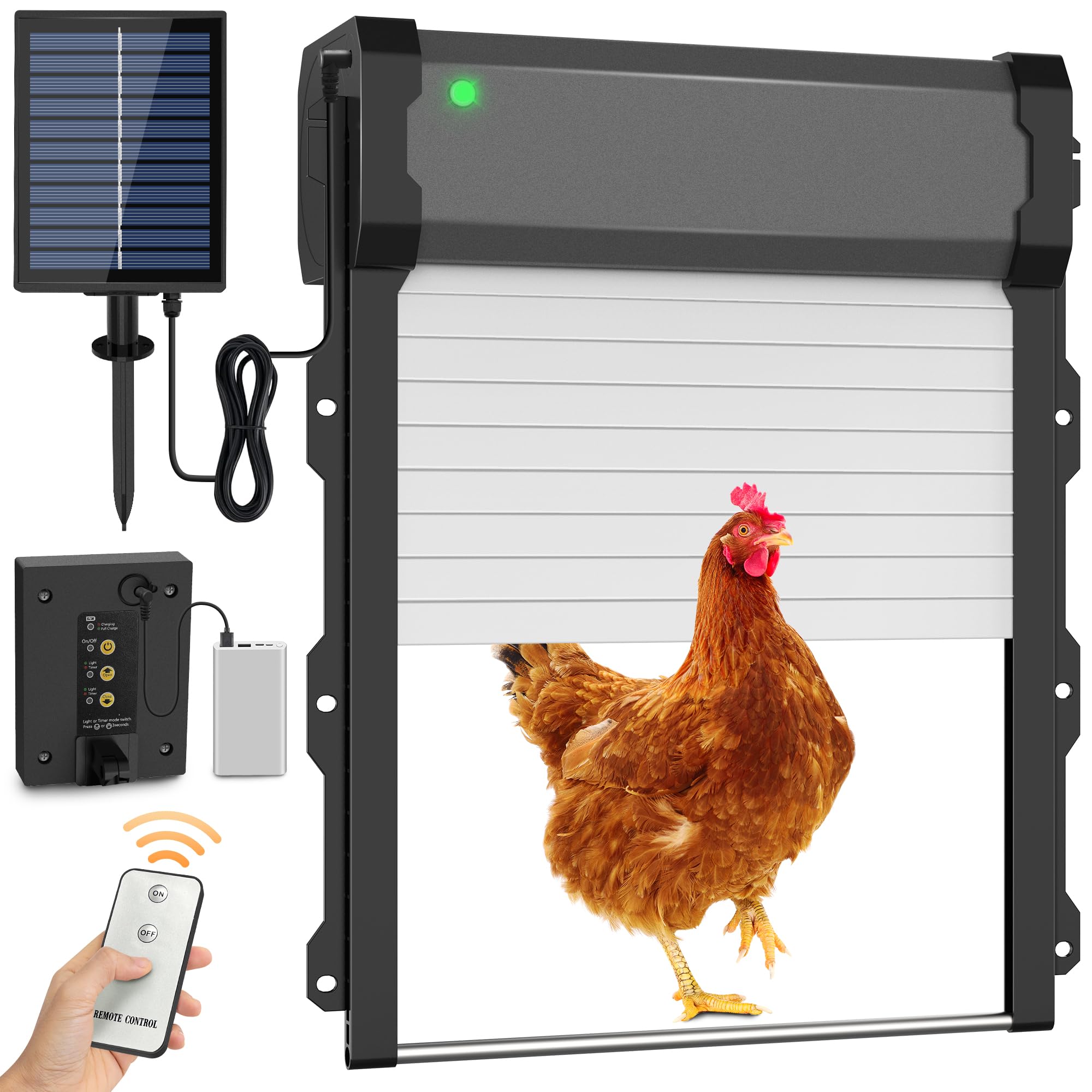Puerta automática de gallinero antipellizcos para proteger tus aves con control remoto