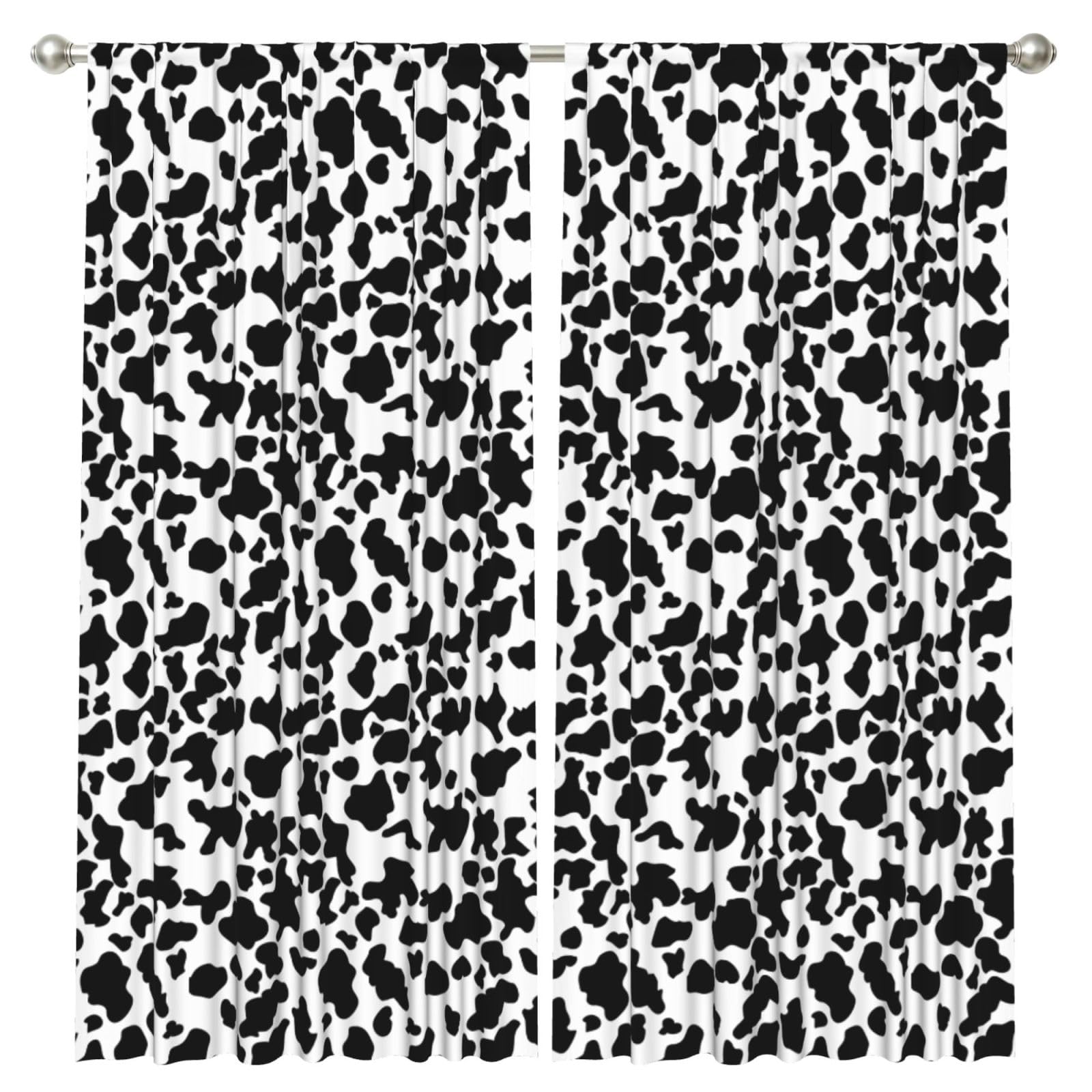 InOmak Cow Pattern, 2 Panels Window Curtains 52 x 84 Inch Blackout Curtains for Living Room Bedroom